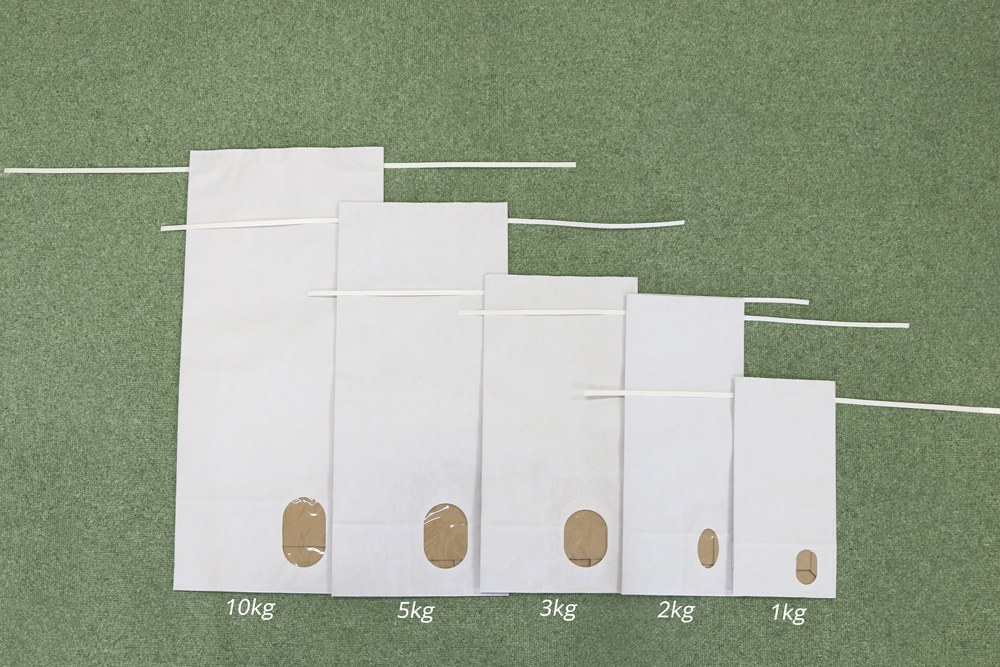 白無地米袋【窓あり、角底、ひも付】